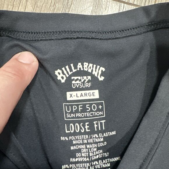 Billabong UV Surf Men's Loose Fit Surf Shirt UPF 50+ Sun Protection Black Sz XL - Picture 5 of 7